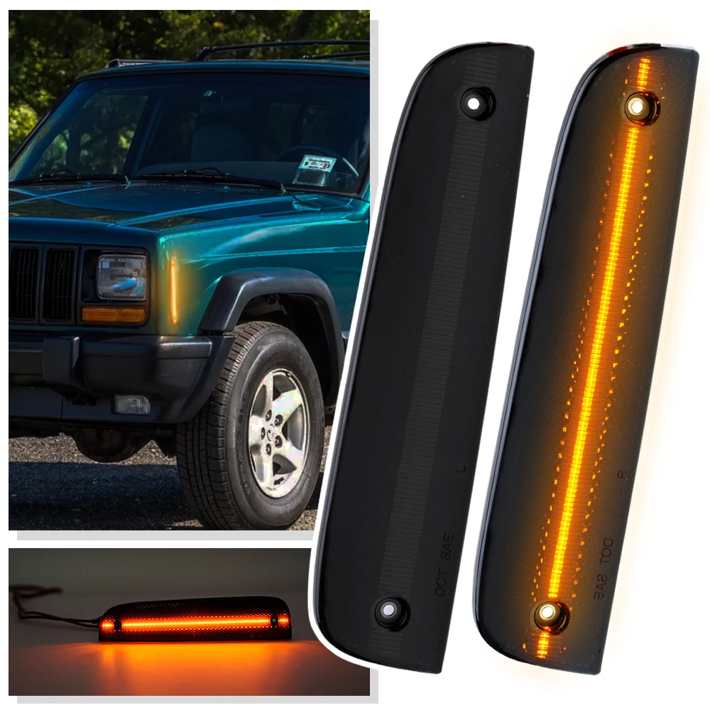 

2 шт. передние боковые габаритные огни автомобиля, угловой светодиодный парковочный фонарь на крыло для Jeep Cherokee 1997 1998 1999-2001, указатель поворота