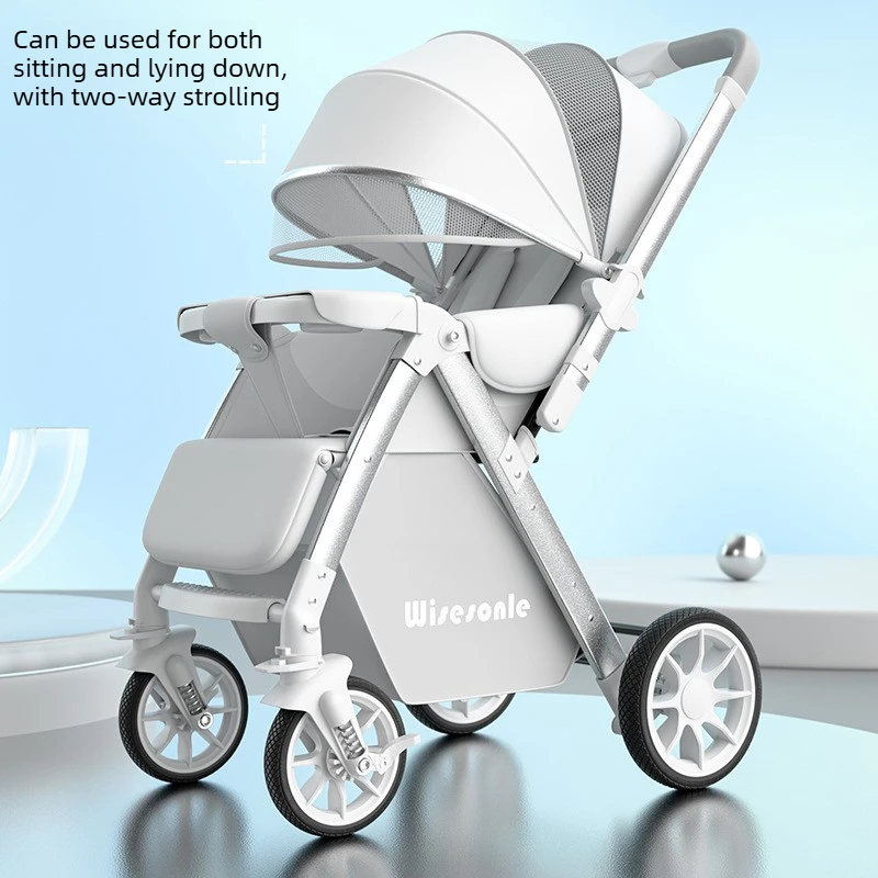 

High Landscape Baby Stroller with Independent Suspension Oversized Wheels Breathable Cabin and Reversible Reclining Seat