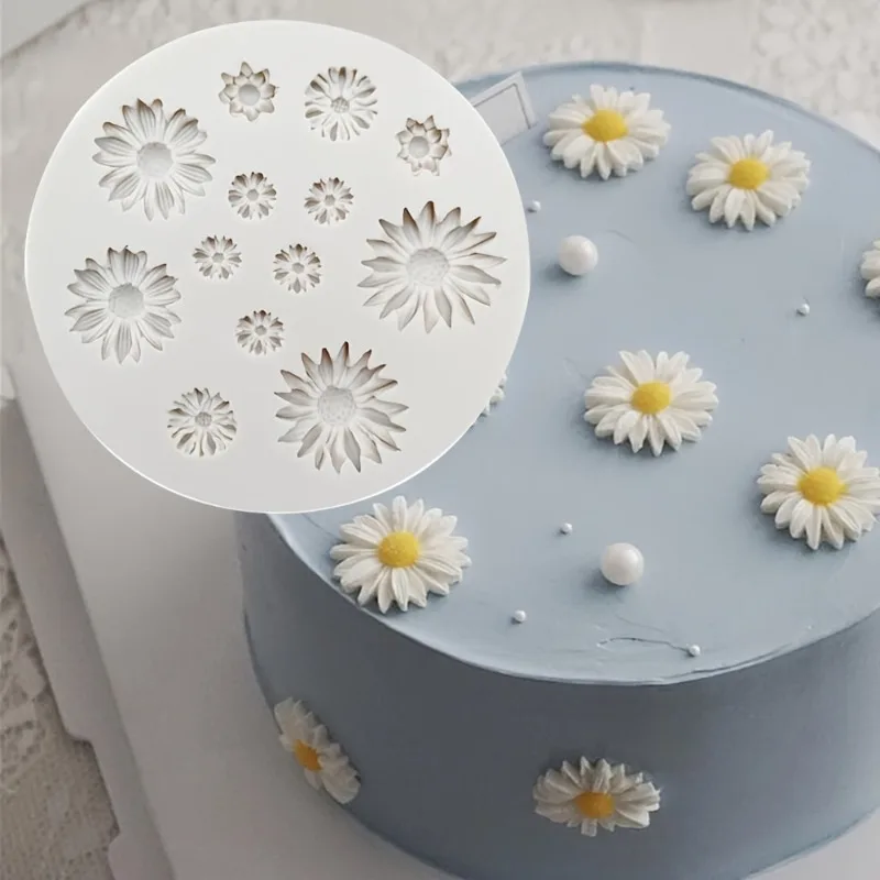 1pc 13 Cavity Daisy Shaped Silicone Mold, 3D Fondant Mold for DIY Pudding Chocolate Candy Desserts Gummy Cupcake Handmade Soap