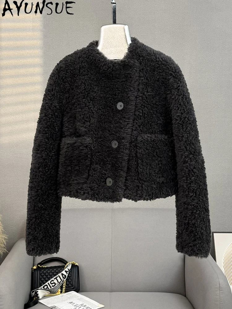 AYUNSUE 100% Natural Wool Women's Jacket 2025 Autumn Winter Lamb Fur Jacket Woman Clothes High Quality Outerwears Abrigo Mujer