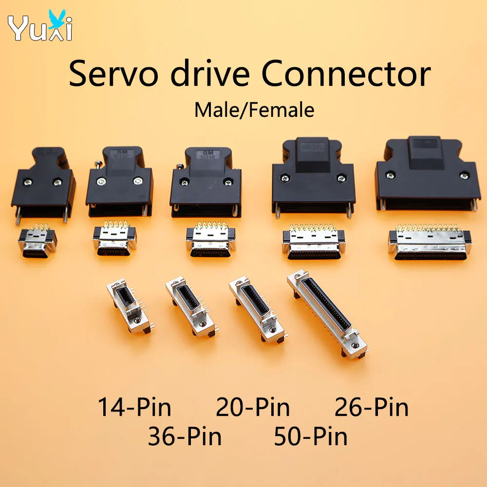 Yuxi SCSI connector MDR 14/20/26/36/50 pin male and female plugs suitable FOR Panasonic Yaskawa Mitsubishi Delta servo motor