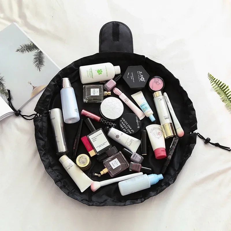 Lazy Drawstring Cosmetic Bag Women Travel Magic Pouch Makeup Storage Bag Portable Travel Organizers Folding Storage Bags