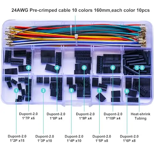 Connecteurs de 2.0mm et directions 24AWG, Dupont-2.0 Dupont,Dupont-2.0mm Simple Nuclex 2/3/4/5/6/7/8/9/10P (YO-DU2.0)