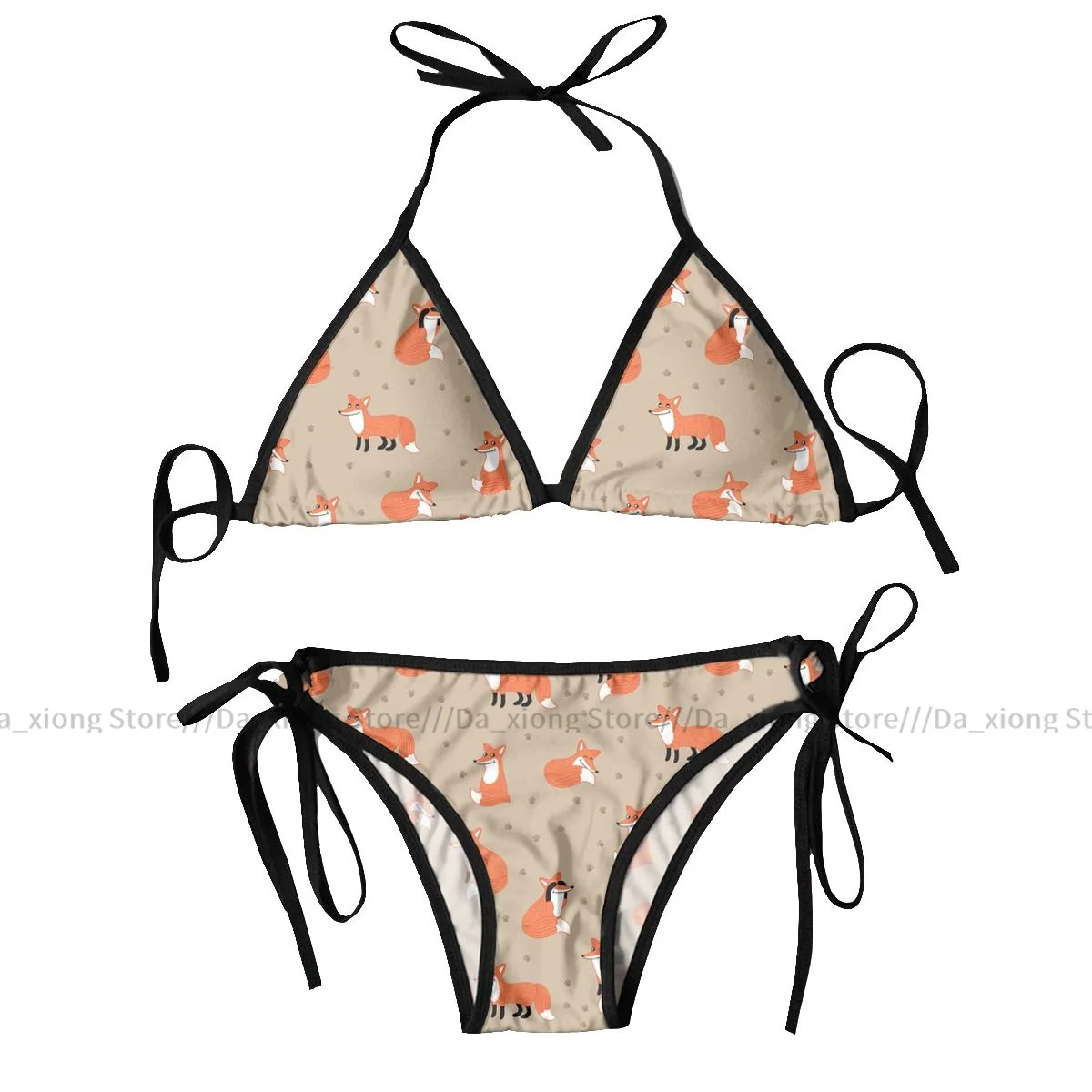 

Sexy Bikini Women Swimsuit Two Piece Swimwear Funny Fox Pattern Bathing Suit Beachwear