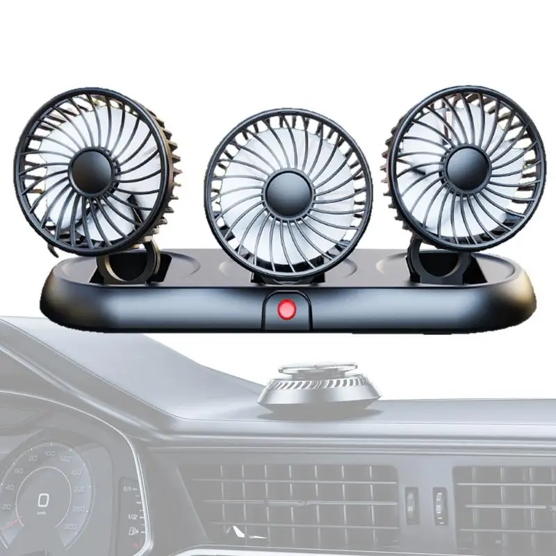 

Portable Car Fan Three-head Car Cooling Fan Auto Center Console Hot Weather Cooling Device for Trucks 3 Adjustable Wind Speeds