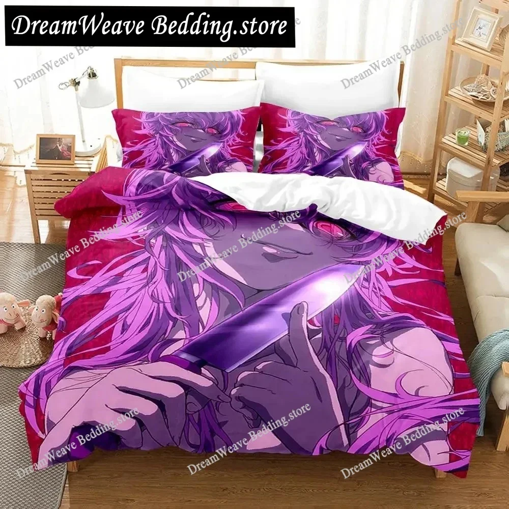 2025 Yuno Gasai Mirai Nikki Bedding Set Single Twin Full Queen King Size Bed Set Aldult Boys Bedroom Duvetcover Sets Anime Bed96