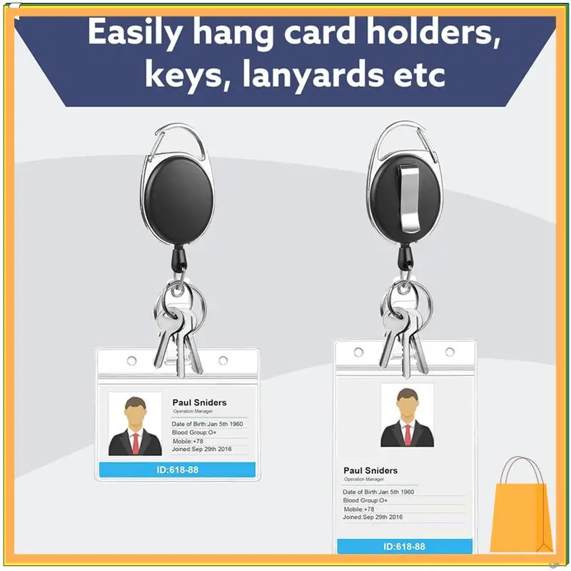 L53A-60 Pack Катушки для бейджей Выдвижной держатель для бейджа с карабином Прочный зажим для катушки для бейджей и брелок для ключей для работы в офисе