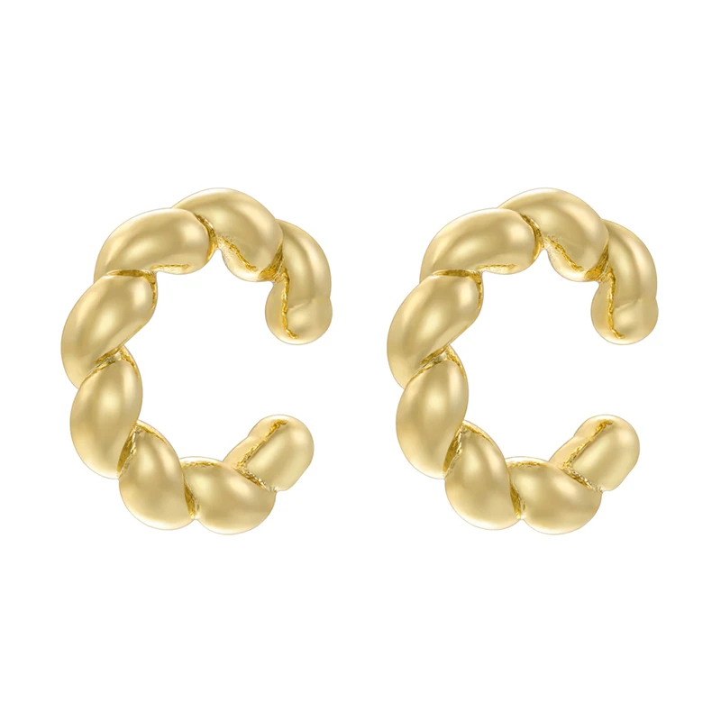 ZHUKOU 4 styles Gold color Glossy Ear cuffs C shape twisted ear clips Brass gold plated Color retention Jewelry wholesale VE1152