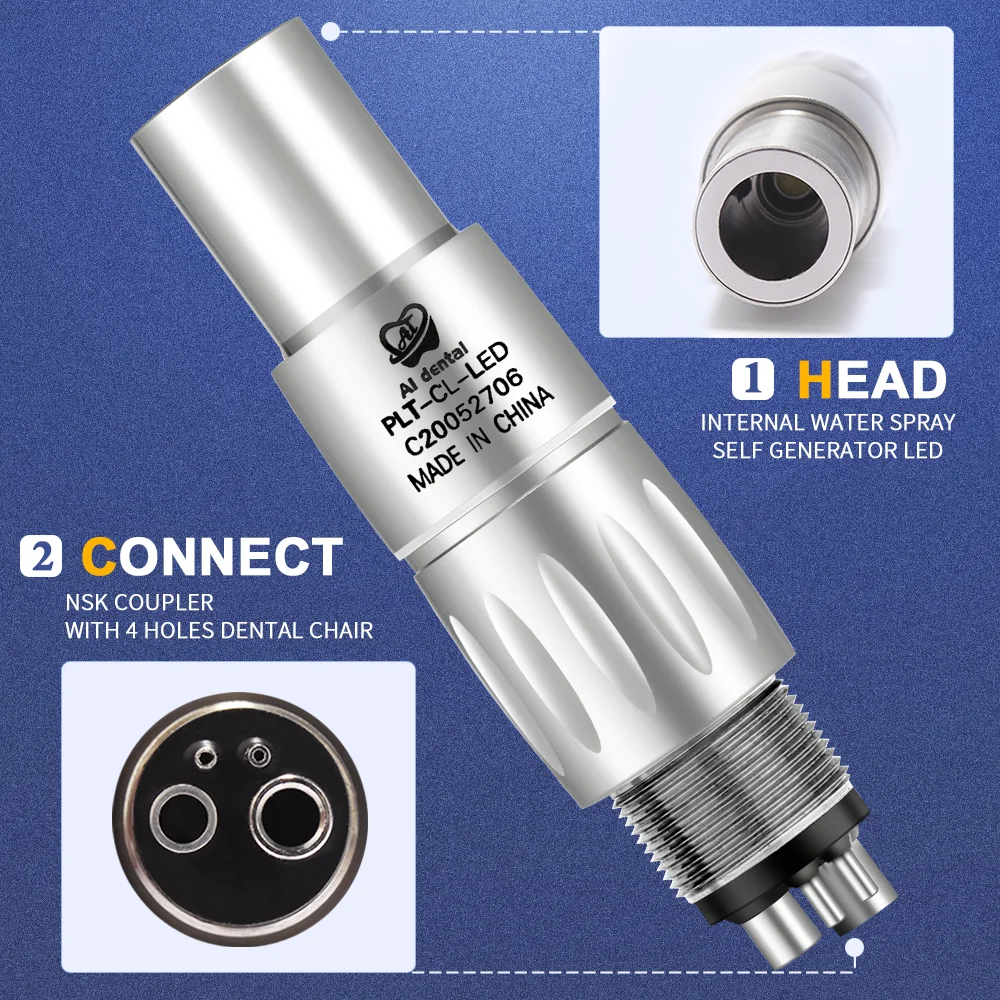 Dental Accessories High Speed Handpiece LED Coupler Connect With  B2 M4 M6 Hole Dentist Units  Air Compressor