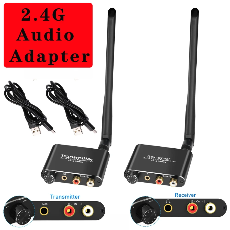 

2.4G Wireless Audio Adapter audio Extensor Transmitter & Receiver 50M Lan Extender Splitter RX/TX No Delay for TV Box DVD PC