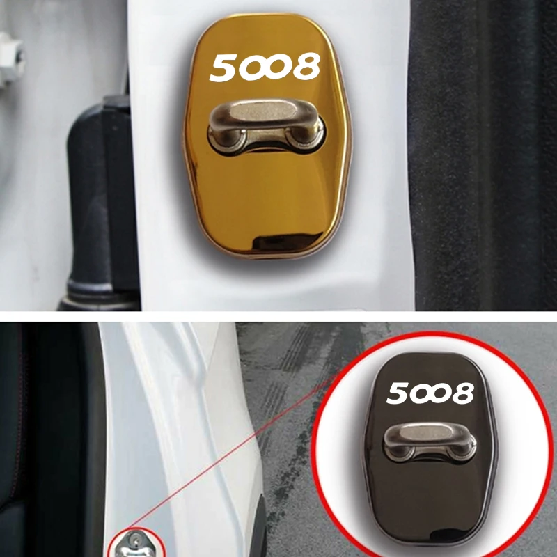 4pcs Metal Car Door Lock Decoration Stickers for Peugeot 5008 Badge Anti Rust Interior Protector Buckle Cover Auto Accessories - view 6