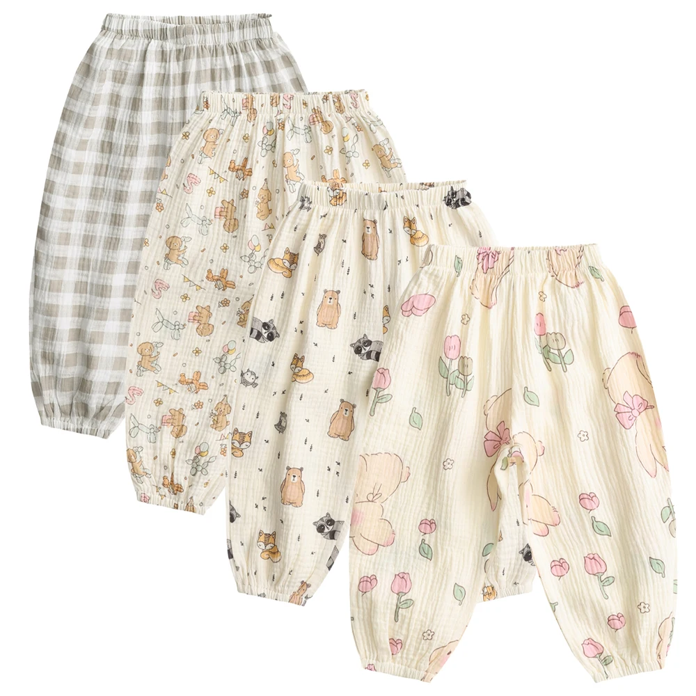 

Spring Boys Girls Pants Casual Baby Kids Cartoon Loose Harem Pants Summer Girls Breathable Floral Trousers Children Clothing