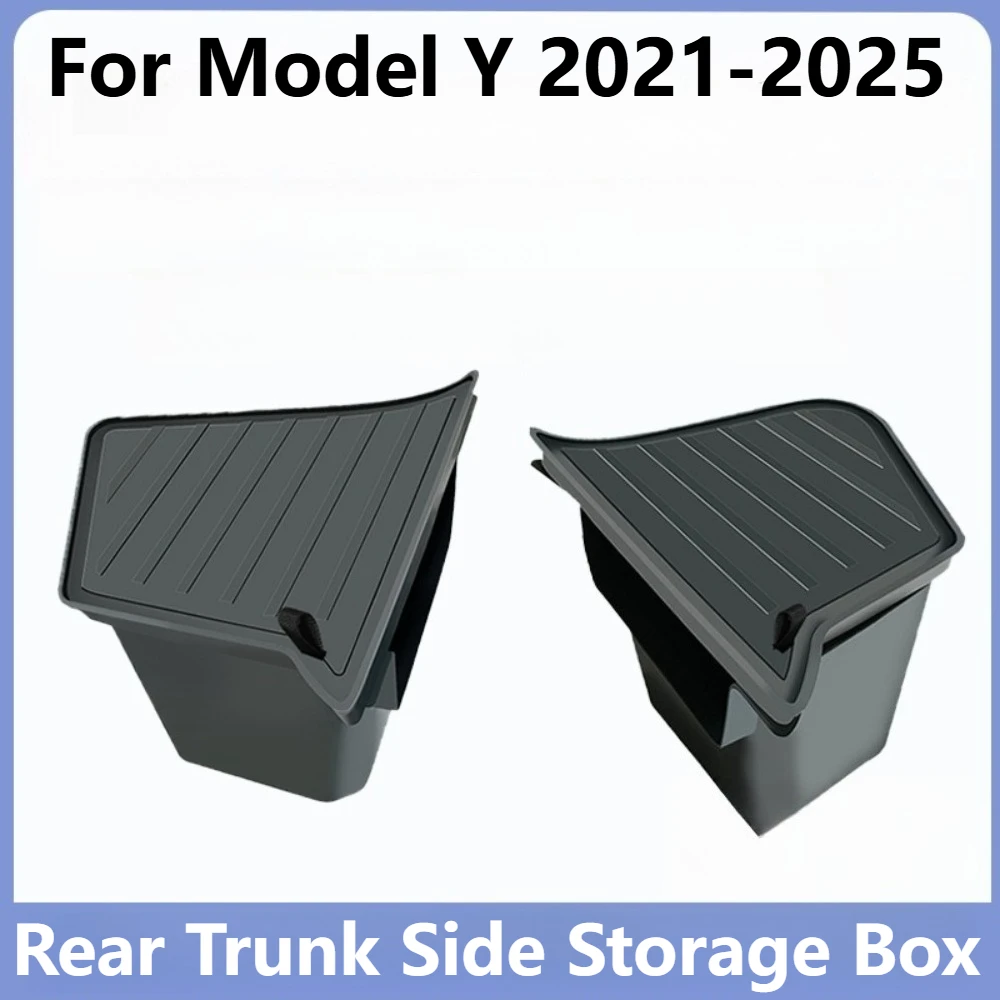 

For Model Y 2021-2025 Rear Trunk Side Storage Box Organizer Space Saving Anti-slip Dustproof Durable Car Interior Accessories