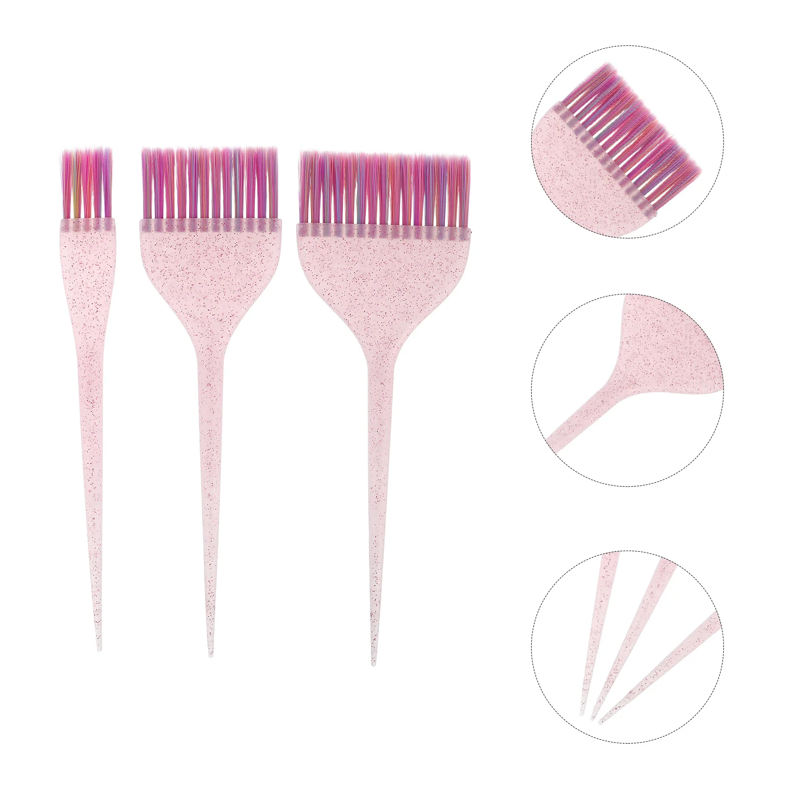

3Pcs Hair Dye Brush Set Long Handle Glitter Hairdressing Tint Tools Salon Home Hair Color Application Hairdressing Brush Set