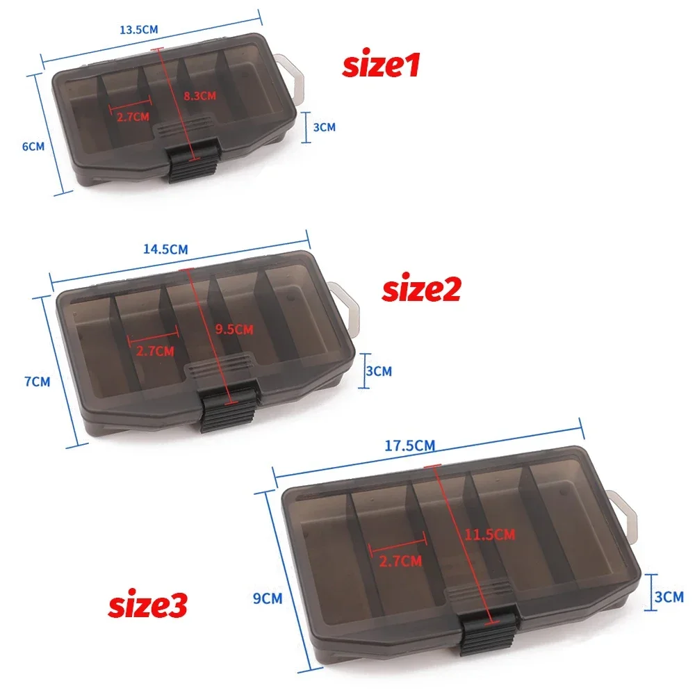 صندوق معالجة الصيد المحمول 5 مقصورات حاوية الفضاء الطعم هوك والعتاد أداة التقييمات صناديق Pesca S M L حامل تخزين