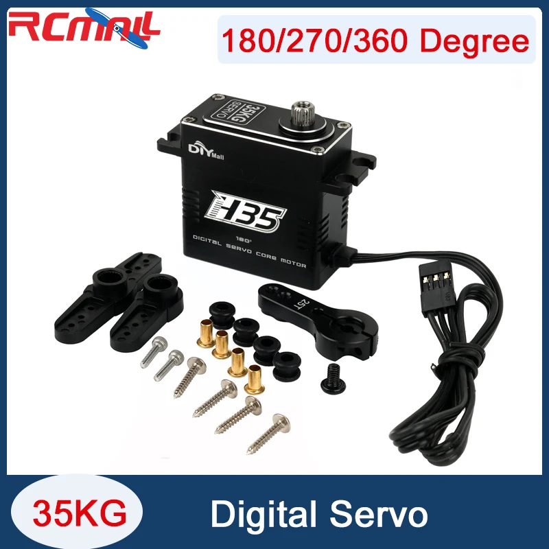 BLS-H35 servo motor digital 35kg grande torque metal engrenagem 180/270/360 graus para 1/8 1/10 1/12 rc carro helicóptero robô modelo brinquedos