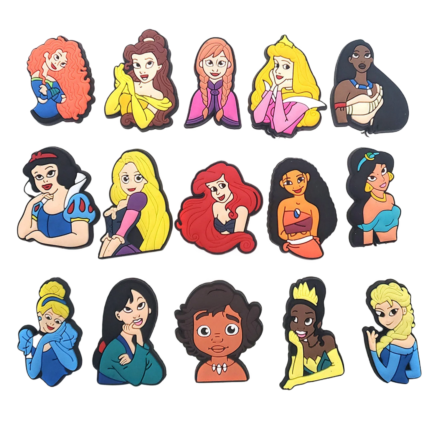 1-15pcs Disney Princess Shoes Charms Cartoon Frozen DIY Sandals Accessories Charms for Shoes Clogs Decoration Women Girls Kids