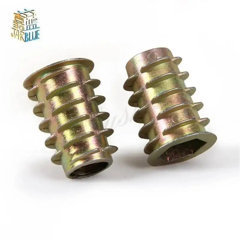 

10-50PCS M4 M5 M6 M8 M10 Zinc Alloy Thread For Wood Insert Nut Flanged Hex Drive Head Furniture Nuts M4 M5 M6 M8 M10