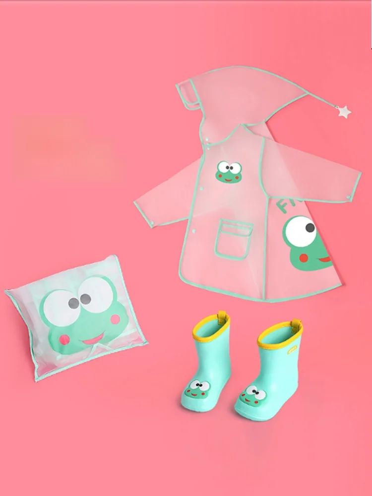 معطف مطر للأطفال مع أحذية مقاومة للماء بتصميم بطة شفاف متكامل لأطفال الروضة من الأولاد والبنات #3