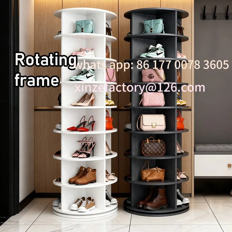 

Customizable rotating shoe rack floor-to-ceiling multi-layer simple display rack 360-degree home entrance shoe cabinet