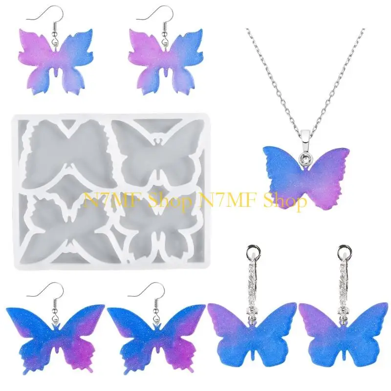 

N7MF универсальная форма из смолы в форме бабочки для ювелиров, прочный силикон с высокой четкостью, идеально подходит для