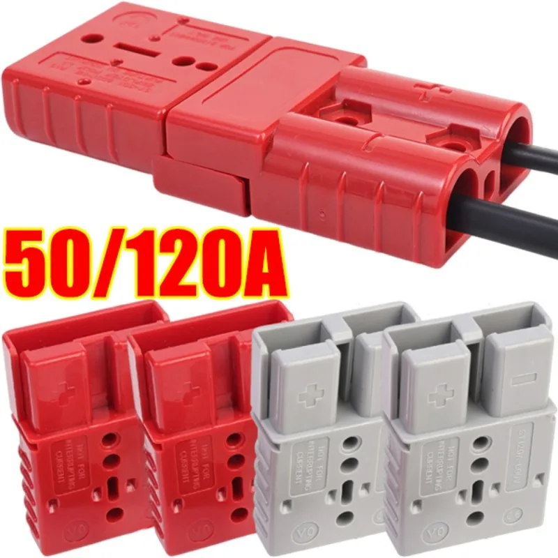 Double Pole with Copper Contact Power Connectors 50/120 AMP Battery Power Connector Kit for Plug Cable Terminal Battery Power