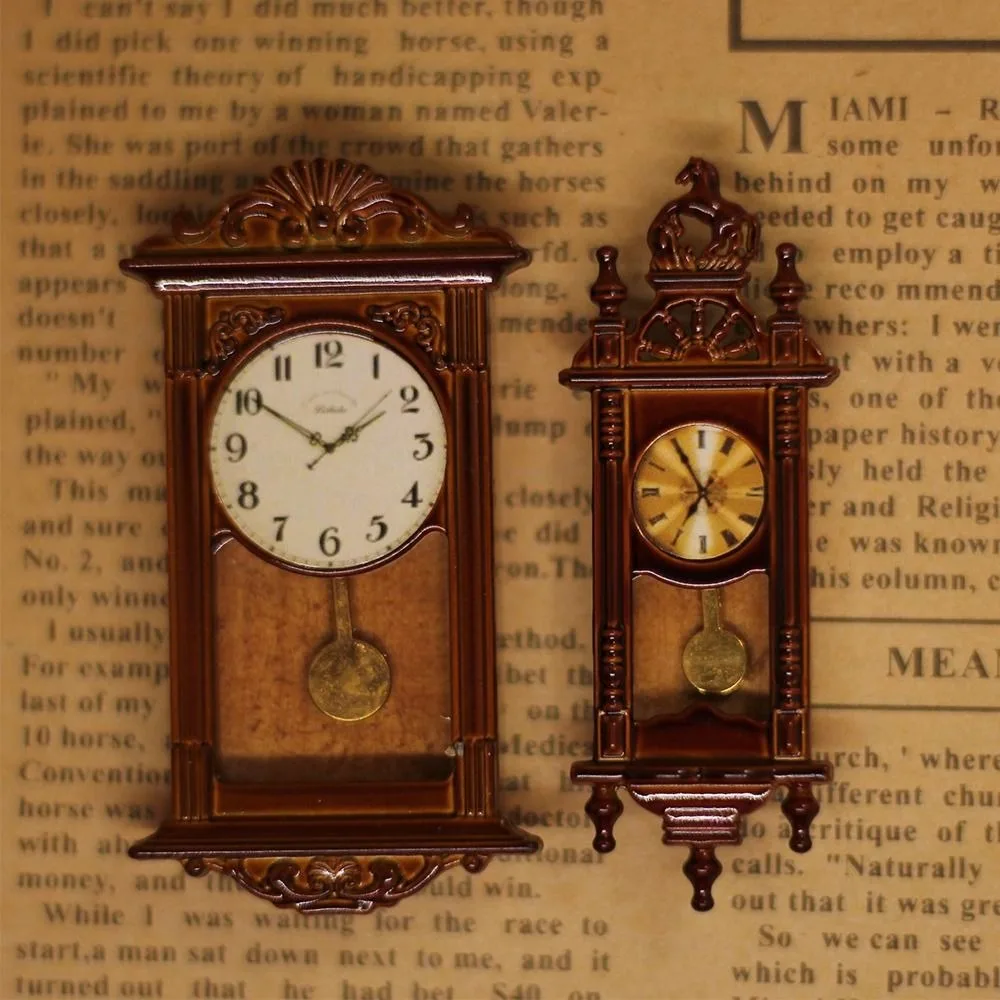1:12 مقياس دمية Miniaturas ساعة حائط الأثاث لعبة دمى منزل ساعة حائط صغيرة دمية ديكور المنزل ملحقات لعبة