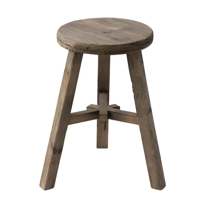 Handmade Vintage Farmhouse Wood Round Stool,3 Legs,18inch High