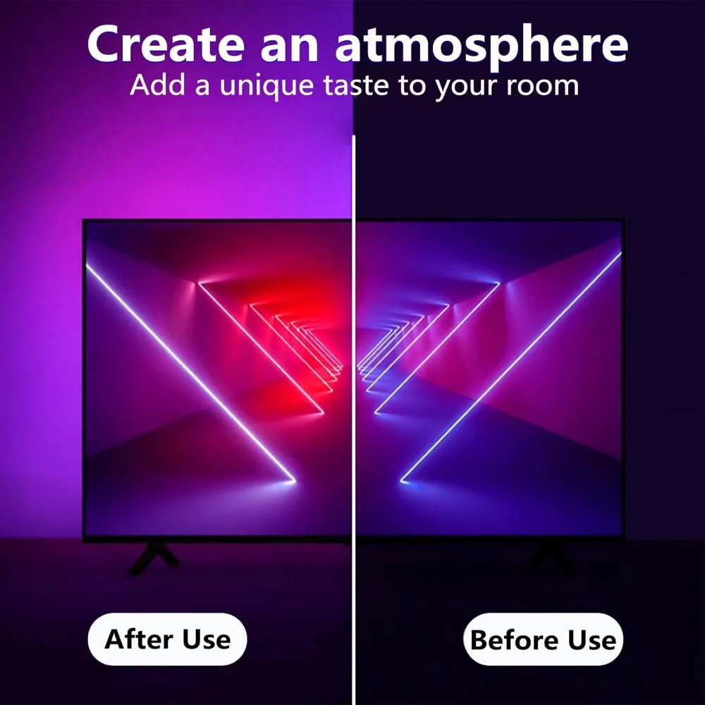 LED Lights for TV, 16.4ft LED Lights for 45-75 Inch TVs, RGB TV Backlight Behind, Music Sync Bluetooth APP/RF Remote Control Str