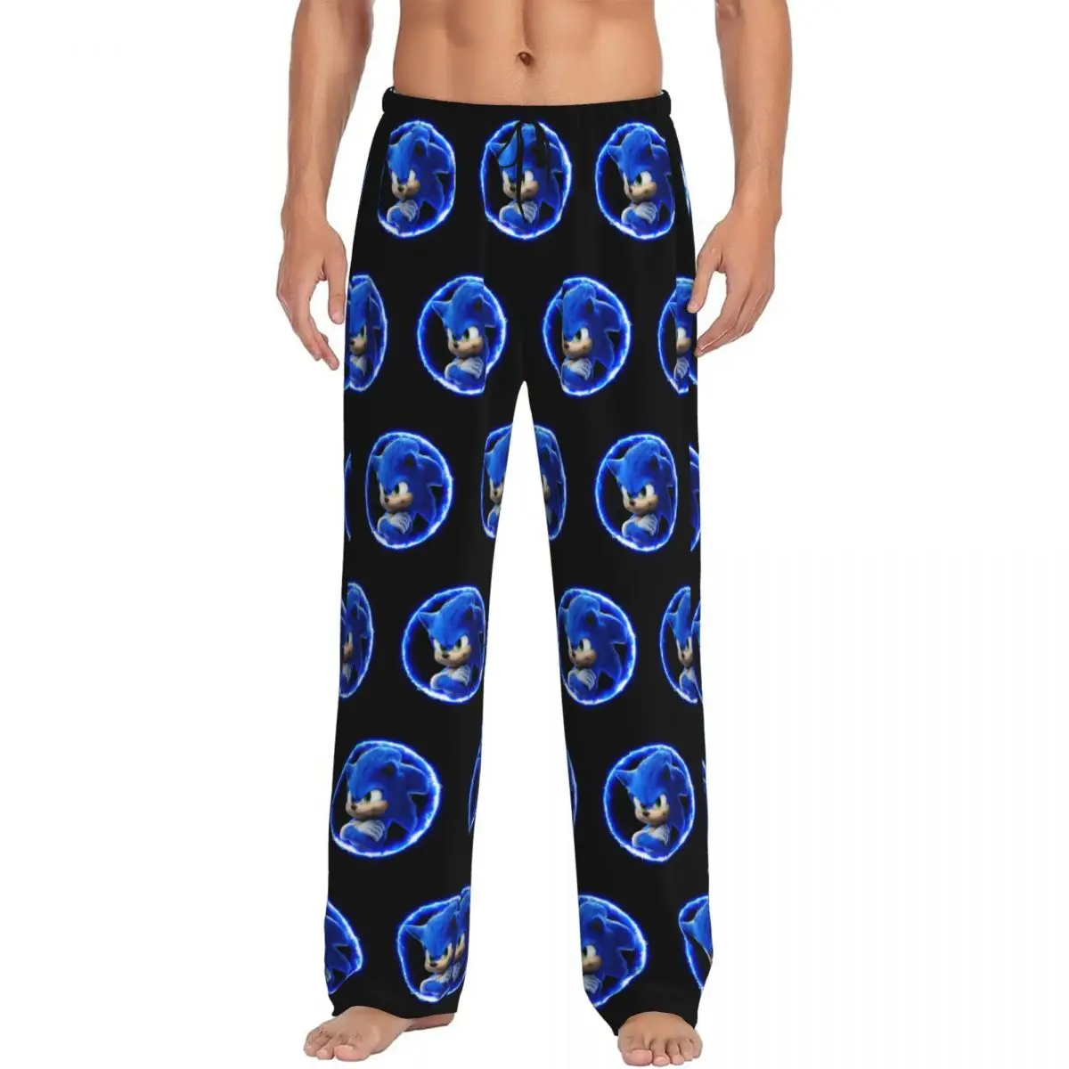 Custom Print S-Sonics Pajama Pants Men Cartoon Game Sleep Sleepwear Bottoms with Pockets