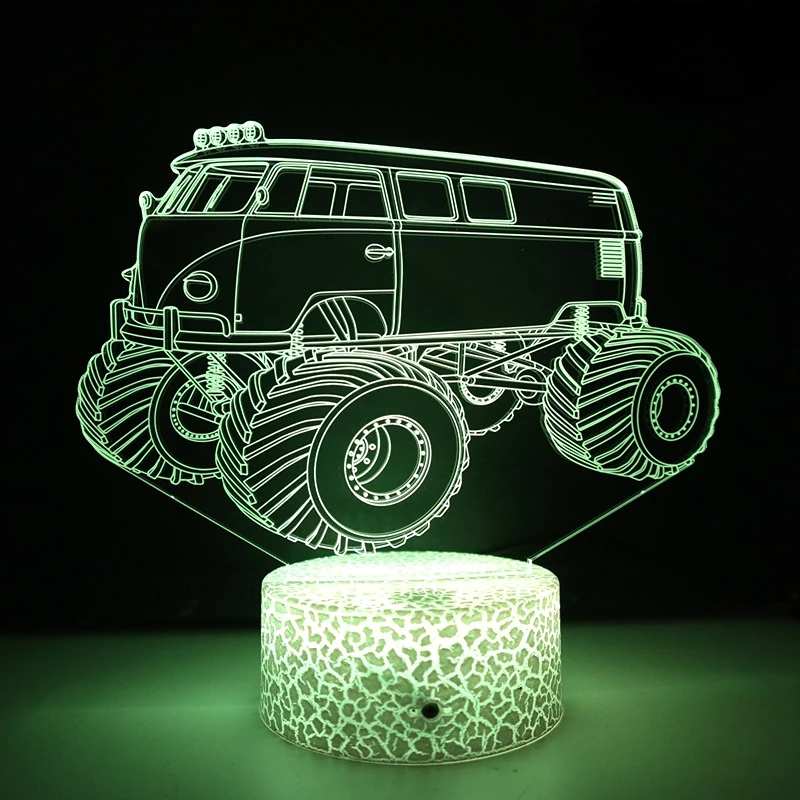 

Tractor 3D Illusion Night Lamp Light USB Charge Table Desk Lamps Bedroom Decoration Truck Gift for Kid Boy Birthday Christmas