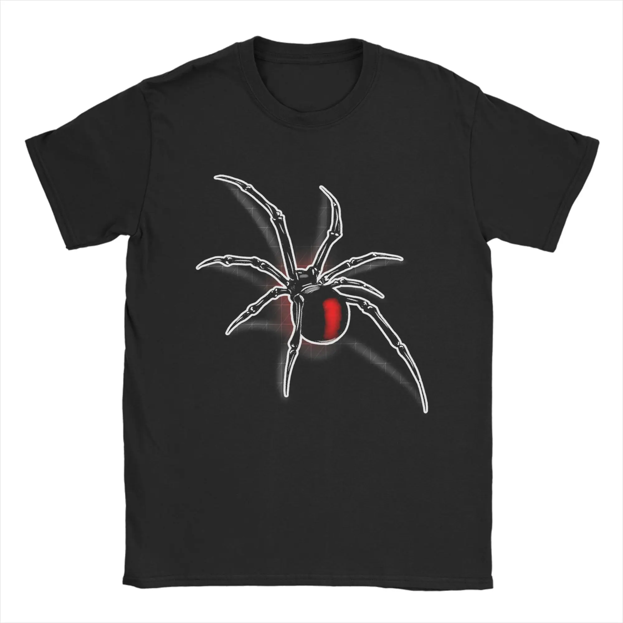 Creative Black Widow Spider T-Shirt Men Crewneck Pure Cotton T Shirt  Short Sleeve Tees Printed Clothes
