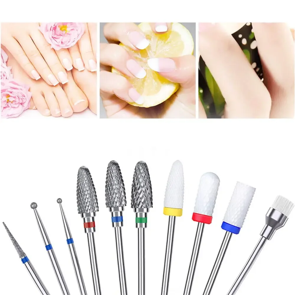 10 stücke Professionelle Wolfram Hartmetall Acryl Nagel Datei Bits Nail art Werkzeuge Für Elektrische Maniküre Maschine Hause Salon Verwenden