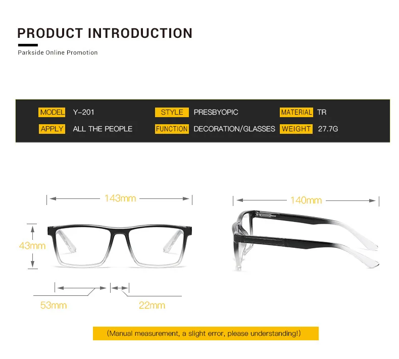 Farbverlauf Blau Lesebrille Für Männer Frauen Modische Presbyopie Brille Personalisierte Retro Ultra Licht Computer Brillen + 1,0 – Detail 6