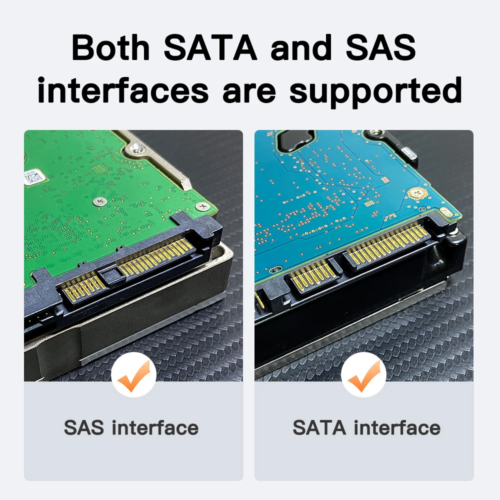 미티거 SAS 하드 드라이브 인클로저 USB C to 2.5/3.5인치 SAS/SATA HDD 박스 최대 24TB 디스크 지원 속도 5Gbps 외장 하드 케이스