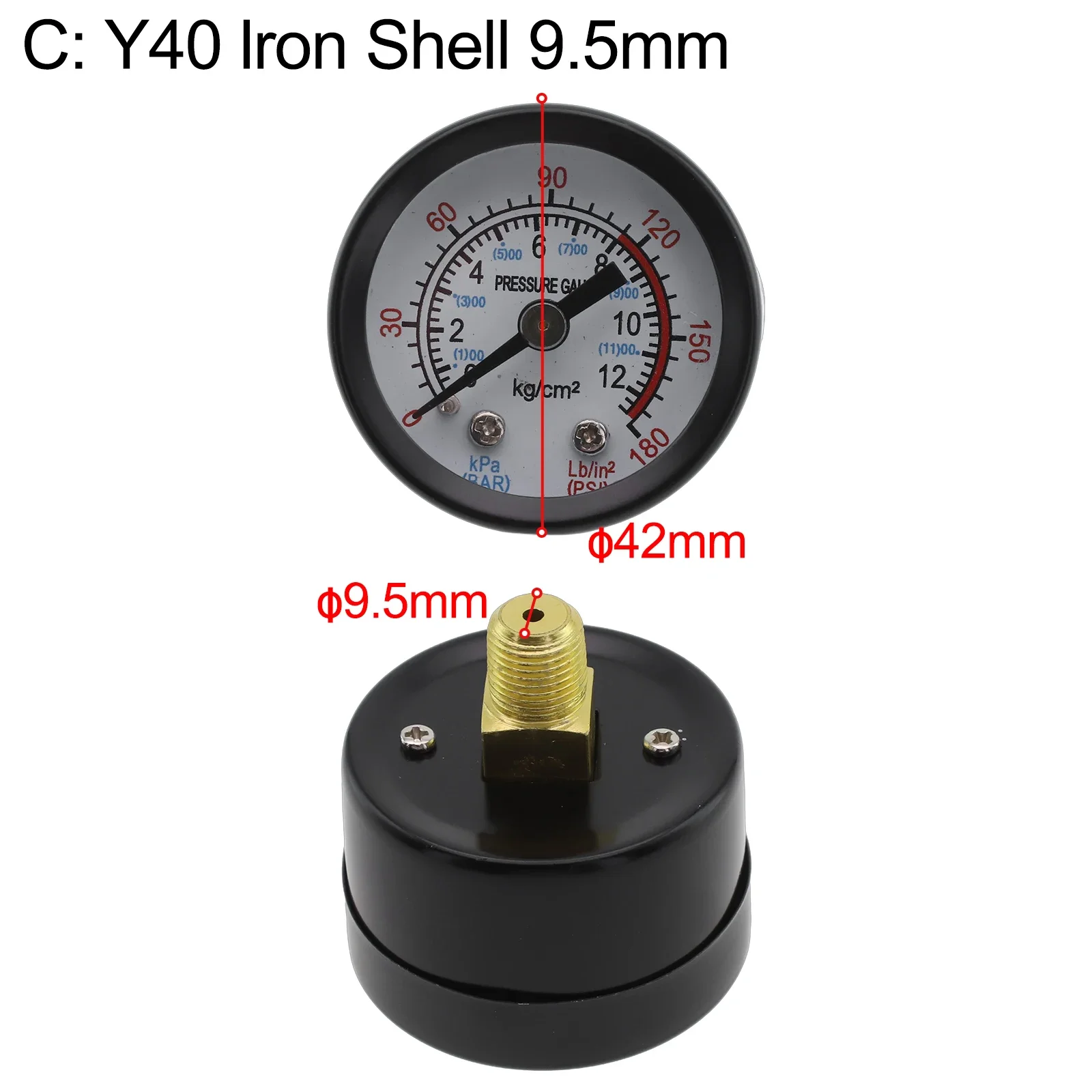 Y40 Y50 0-180PSI Gas Water Fuel Liquids Meter Pressure Gauge For Air Compressor Water Fuel Liquids Meter Pressure Gauge