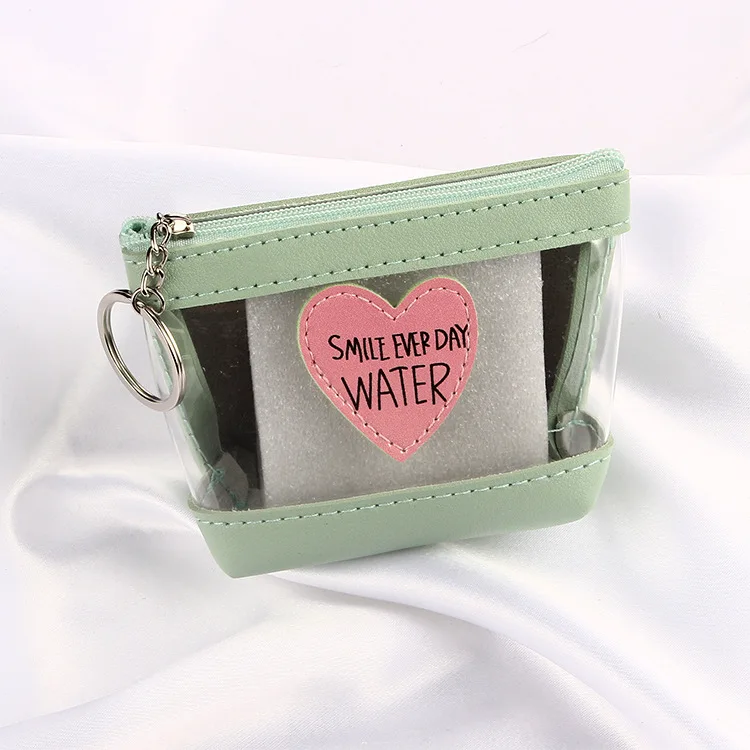 Heart Transparent Coin Purse Women Purse Wallets Girls Casual Portable Letter Money Bag Multi-function Lipstick Bags