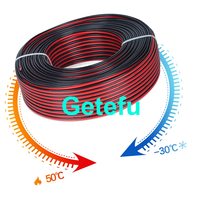 2Pin Verlengkabel Elektrische Stroom Draad 5M ~100M Rood Zwart Sluit Kabel 18 20 AWG PVC Koperen Koord Lijn Voor LED Strip Licht