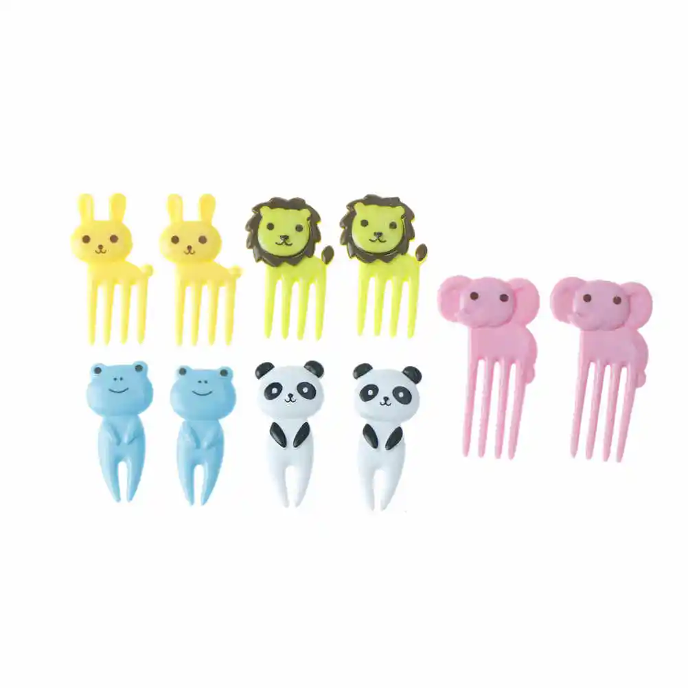 ★▲10pcs/set kids Animal Cartoon Fruit Fork Sign Fruit Toothpick Bento Lunch Decor