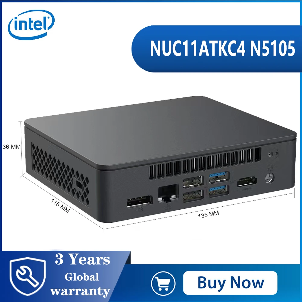 คอมพิวเตอร์ขนาดเล็กคอมพิวเตอร์ Intel คอมพิวเตอร์ขนาดเล็ก Nuc11atkc4 Celeron โปรเซสเซอร์ N5105 (2.90 Ghz,4 Theard,4 Core)