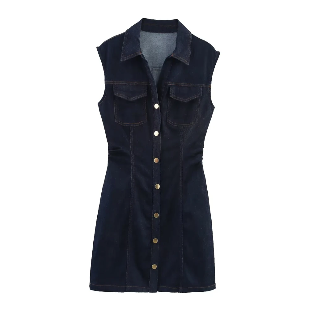 

Teen Girls Denim Dress 2025 New Fashion Summer Dresses for Girl Casual Chic Ladylike Girl Mini Dress 14-18 Years