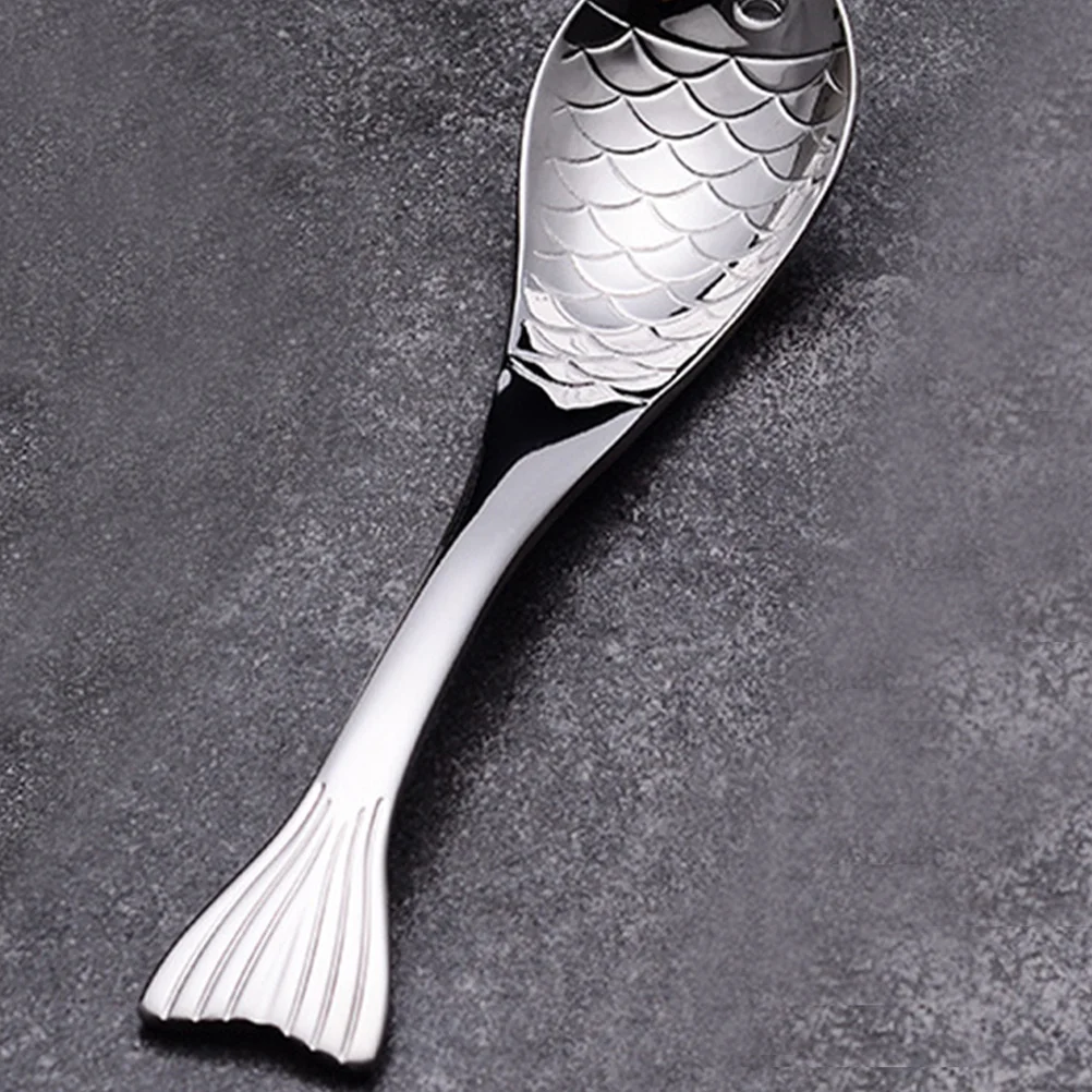 

2Pcs Stainless Steel Fish Serving Spoons for Soup Porridge Dessert Kitchen Spoons Set Silverware Metal Eating Spoon