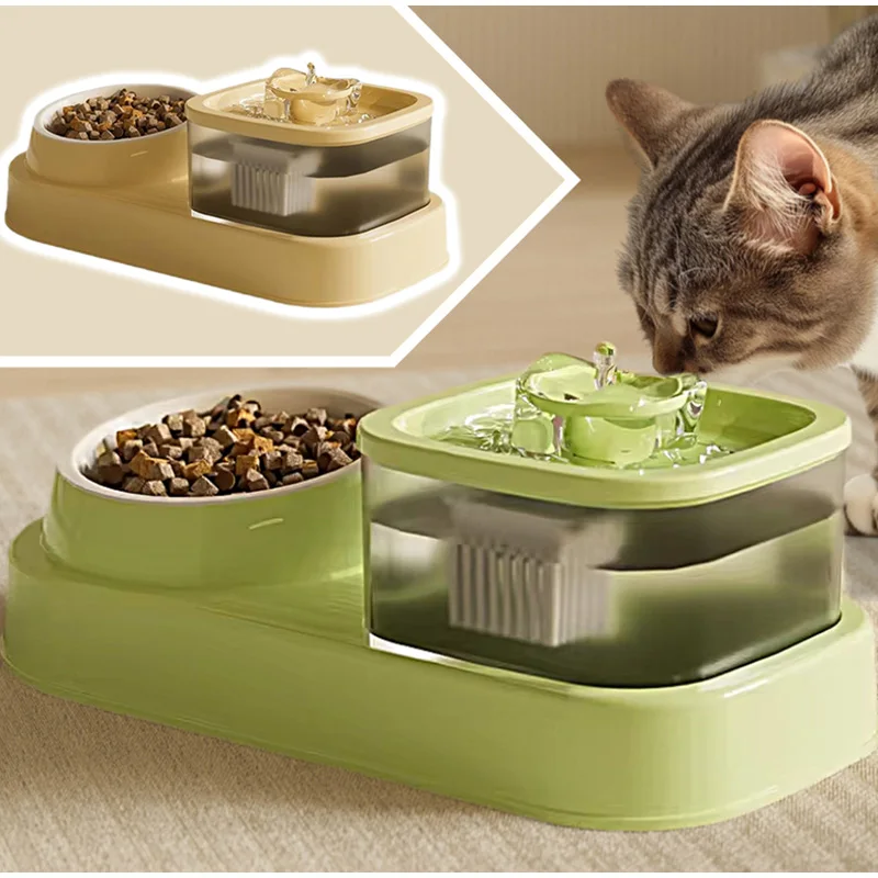 PET supplies cat bowl anti-knock large-capacity water dispenser cat bowl recycling water and grain one bowl