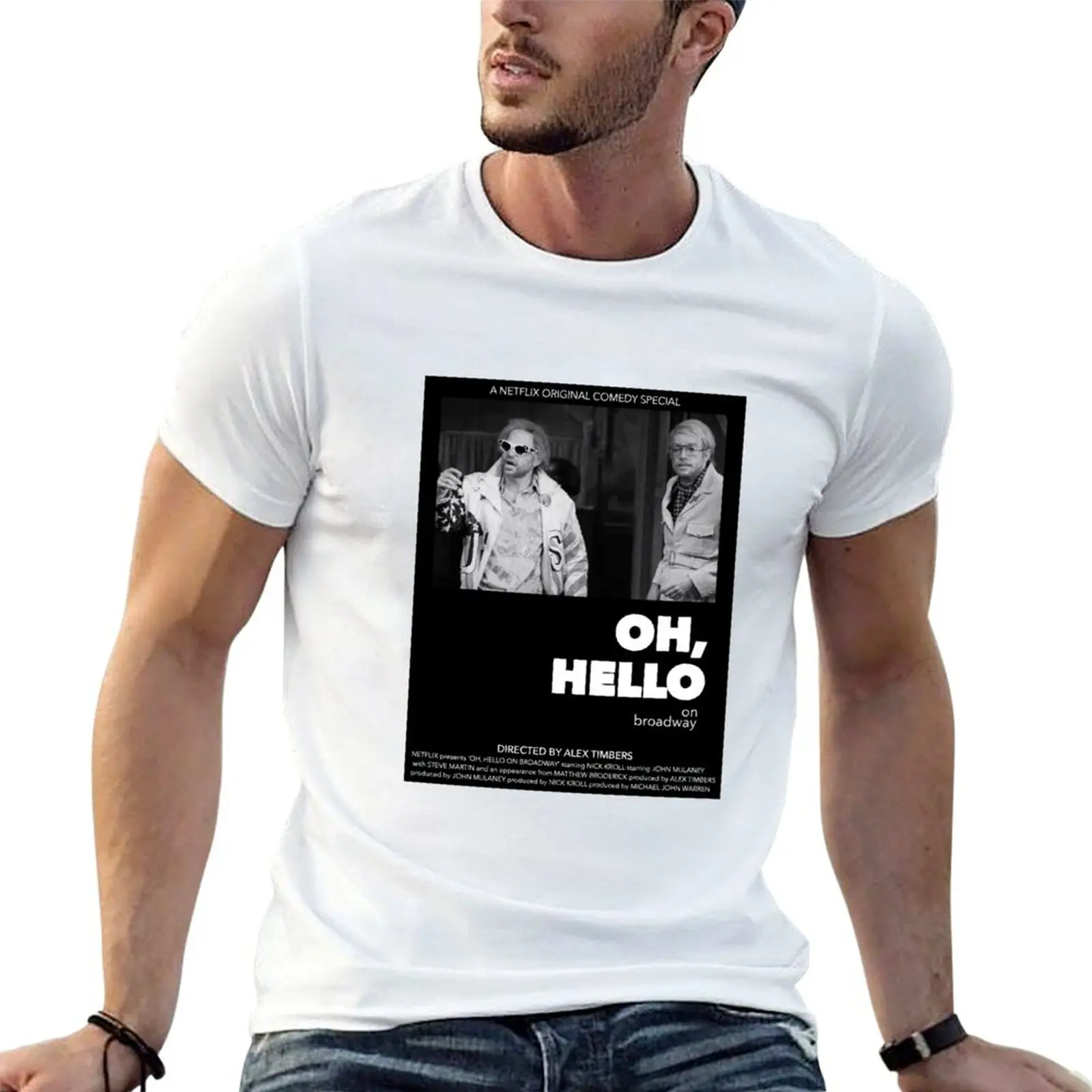 Oh, Hello A24 style movie poster - Indie - Down By Law inspired poster T-Shirt Anti-Fade Casual Tee Shirt