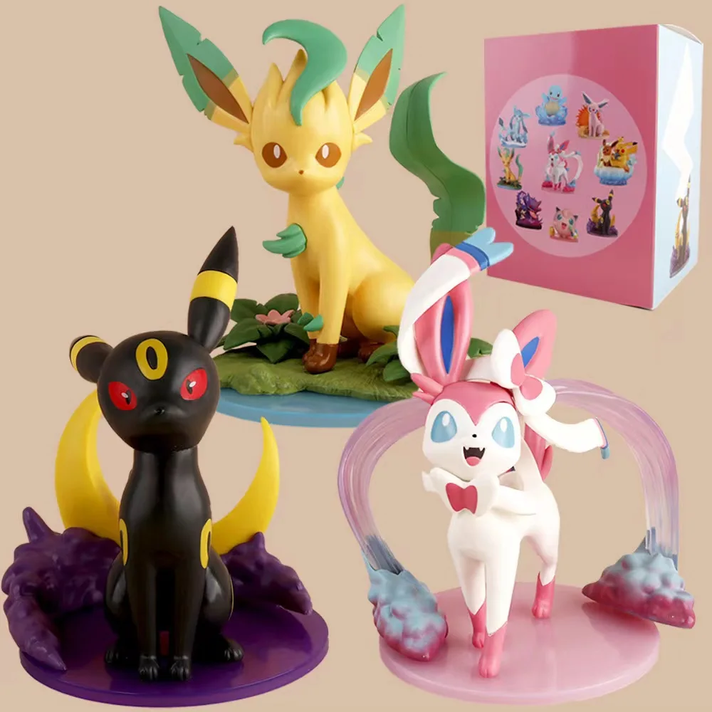 pokemon-eeveelutions-collection-sylveon-umbreon-leafeon-pvc-figure-cute-anime-model-for-desk-display-gift-for-fans