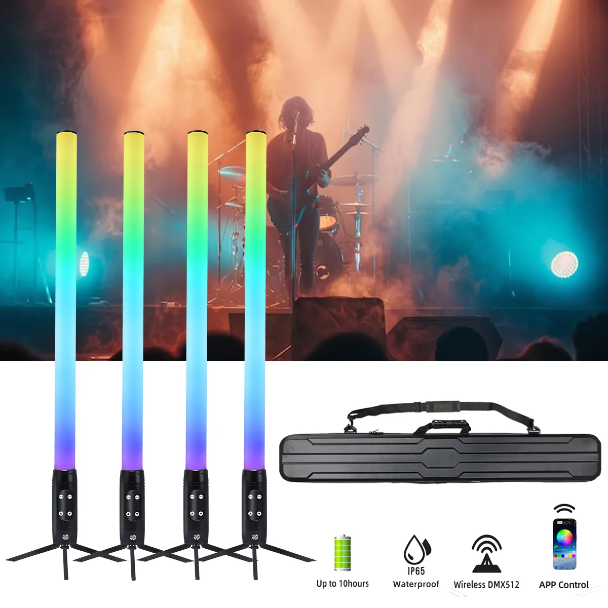 4*IP65 Waterproof 360 Pixel LED Tubes  Light Wireless DMX Wifi Control Stick Club Light for DJ Party KTV Theme Park