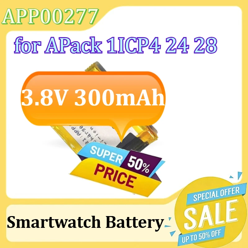

APP00277 Smartwatch Battery for APack 1ICP4 24 28 Rechargeable Battery 3.8V 300mAh