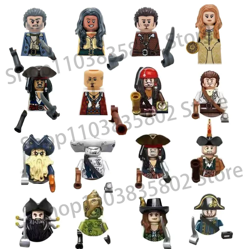 Los Piratas del Caribe, Capitán Jack Sparrow, Davy Jones, Sets de Bloques de Construcción, Figuras de Ladrillos, Juguetes para Niños