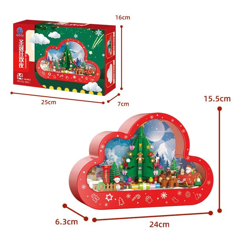 Christma New Style Assembled Building Block Toys Cloud Night Lamp Decorative Mirrors Frame LED Table Lights Creative Desk Bedroo