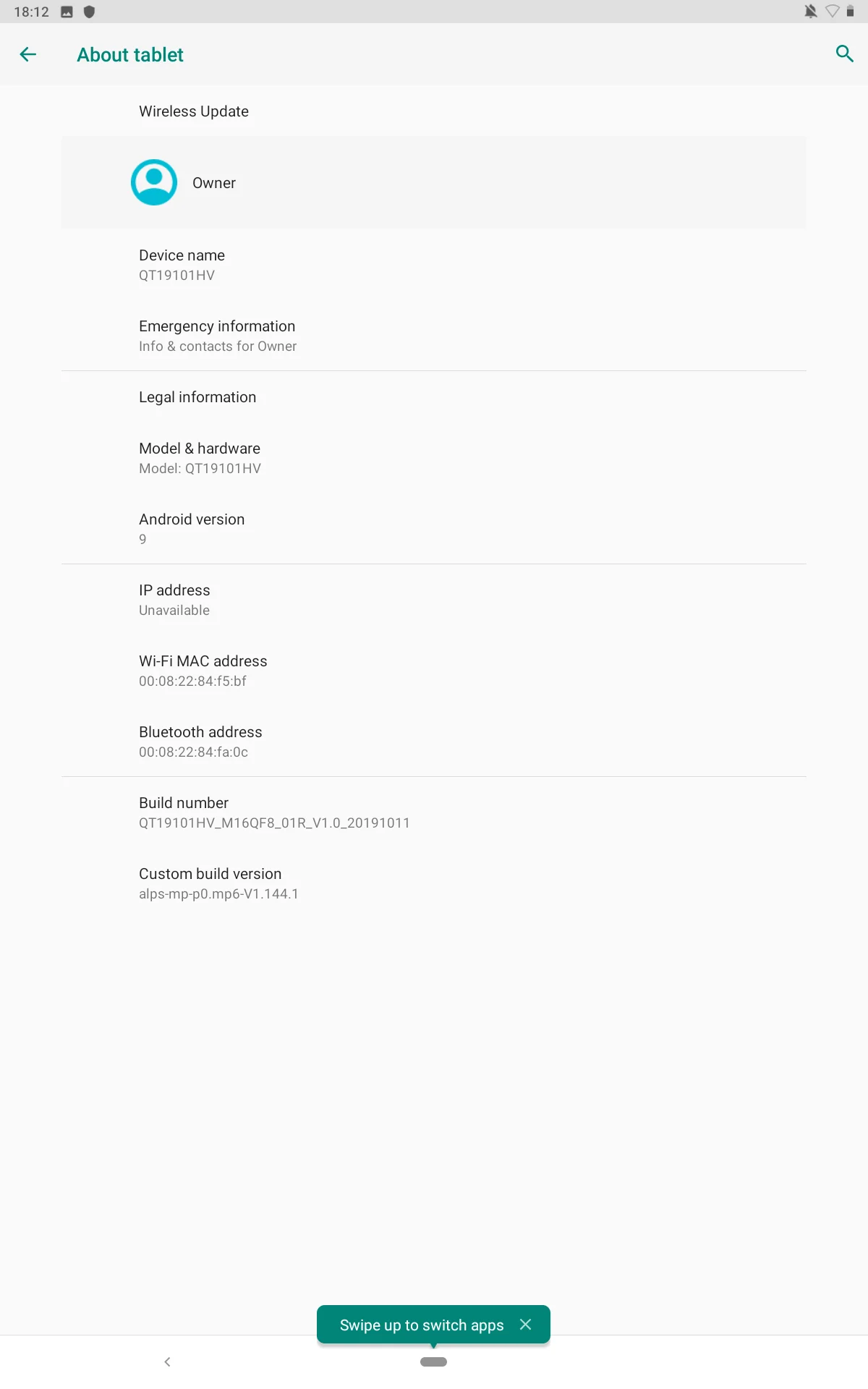 1920 x 1200 Pixels 10.1" Android 9.0 Tablet PC 64-bit MTK8163 Quad-Core Dual Camera 2GB+32GB WIFI Blue-tooth 4.0 Type-C 5000mAh